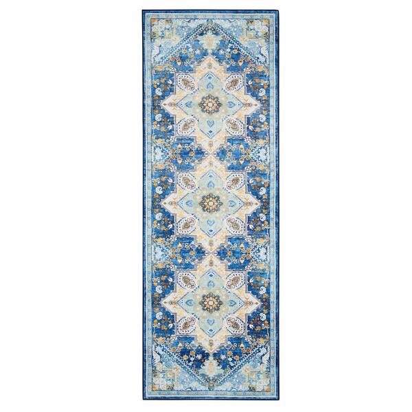 Garvee Multi-Colored/Blue 2 ft. x 6 ft. Boho Vintage Floral Print ...