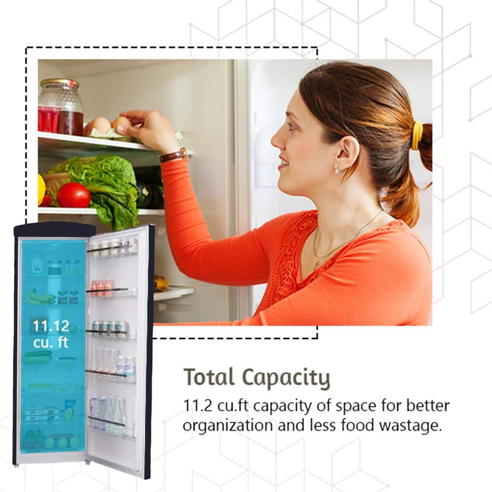 Black Retro Single Door Refrigerator with Frost Free Technology