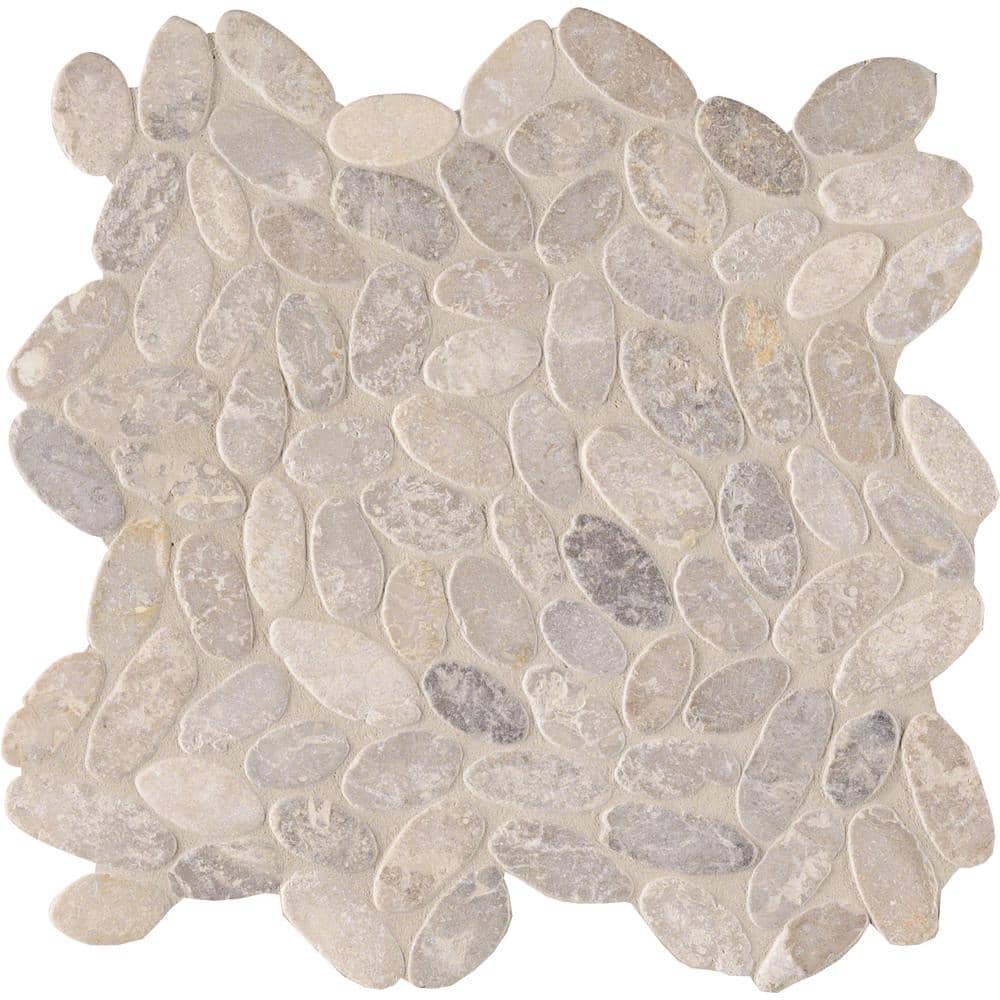 Sliced Pebble Ash 12 in. x 12 in. x 0.38 in. x 0.38 in. Tumbled Marble Mesh-Mounted Tile (9.7 sq. ft./Case) price history on PriceWatchPro