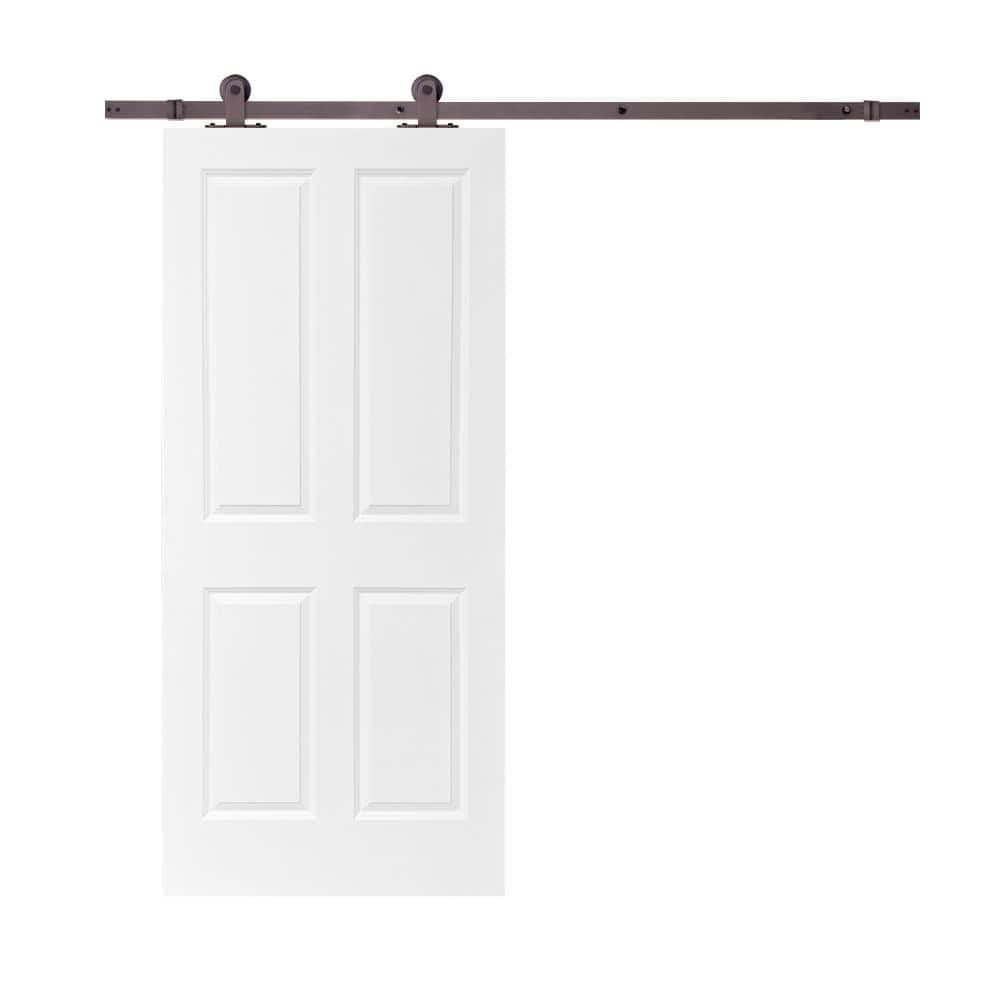 CALHOME 30 in. x 80 in. White Primed Composite MDF 4 Panel Interior ...