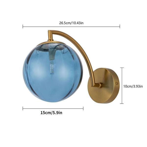 OUKANING 5.9 in. 1-Light Gold and Blue Modern Wall Sconce