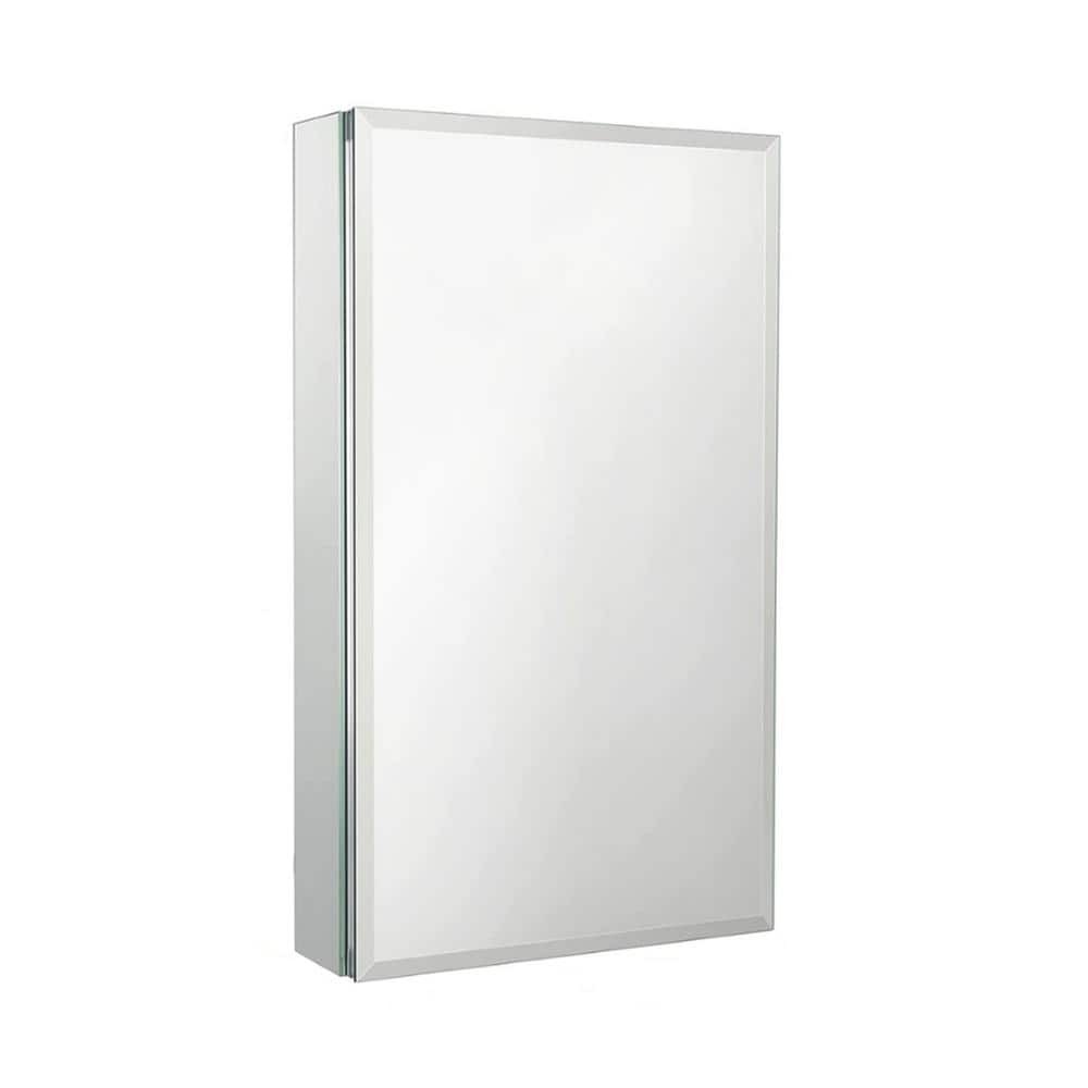 15 in. W x 26 in. H Silver Recessed/Surface Mount Bathroom Medicine Cabinet