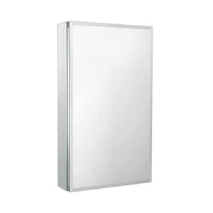 15 in. W x 26 in. H Silver Recessed/Surface Mount Bathroom Medicine Cabinet with Mirror