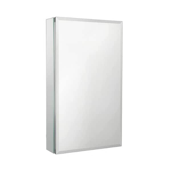 15 in. W x 26 in. H Silver Recessed/Surface Mount Bathroom Medicine ...