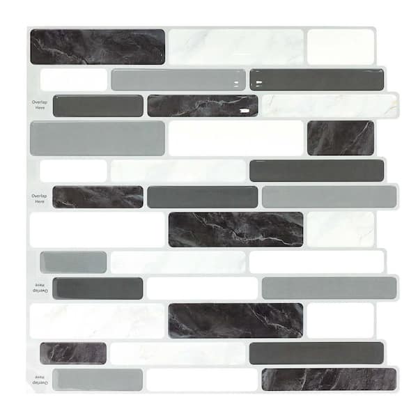 12 in. x 12 in. x 0.04 in. Gray Marble Vinyl Backsplash for Kitchen, Peel and Stick Wall Tile (30-Pack)