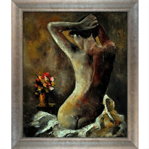 25 in. x 29 in. "Nude 452110 with Silver Scoop with Swirl Lip Frame " by Pol Ledent Framed Canvas Wall Art