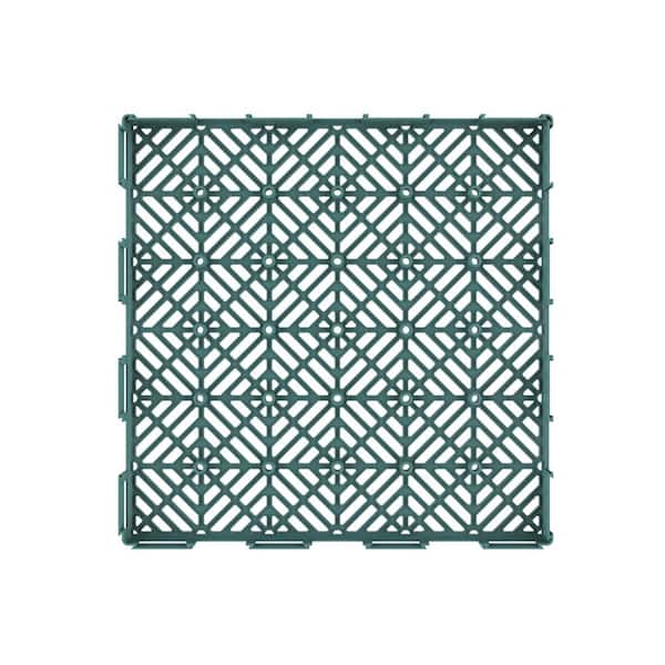 Pure Garden 11.5 in. x 11.5 in. Green Outdoor Interlocking Diamond Pattern Polypropylene Patio and Deck Tiles (Set of 30) Pure Garden 11.5 in. x 11.5 in. Green Outdoor Interlocking Diamond Pattern Polypropylene Patio and Deck Tiles (Set of 30)