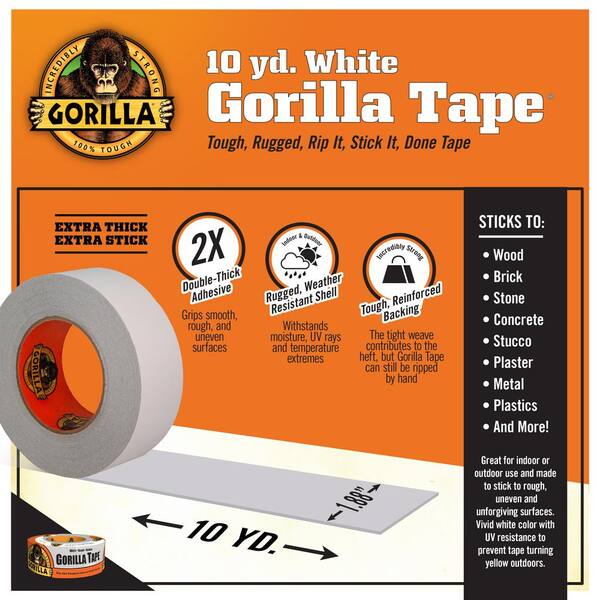 L x 1.88 W Duct Tape White 6 rolls Gorilla  Extra Thick 360 in 