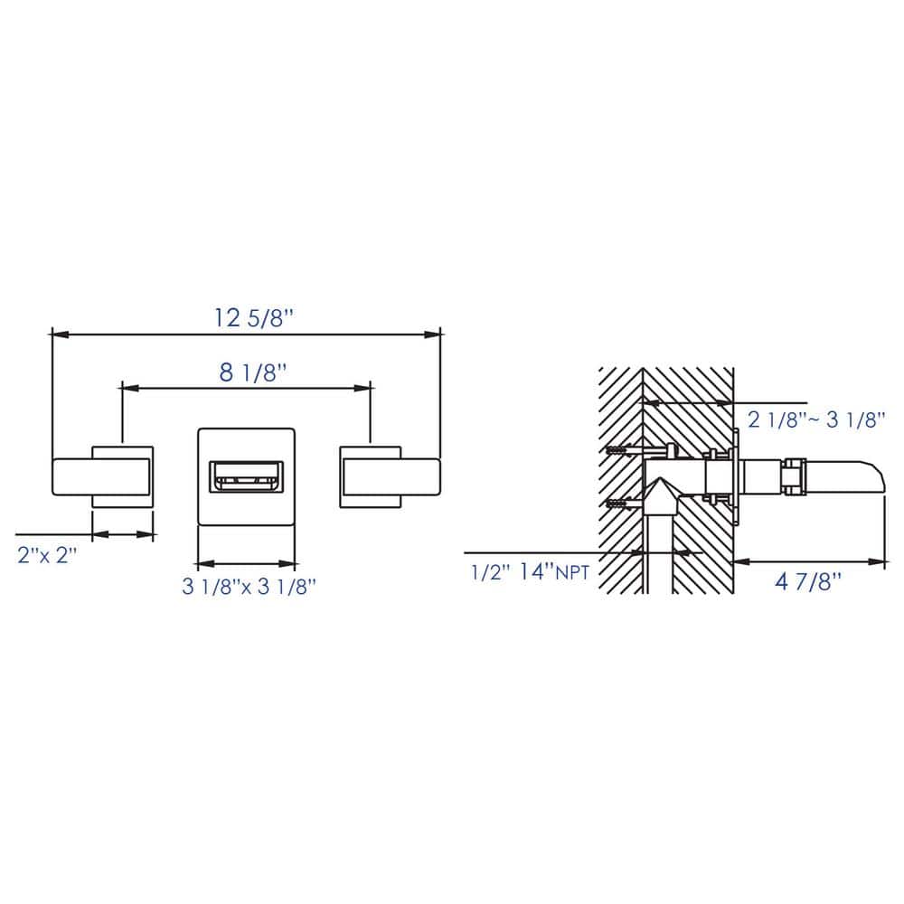 ALFI 12.63'' Brushed Nickel Modern Waterfall Wall Mounted Faucet