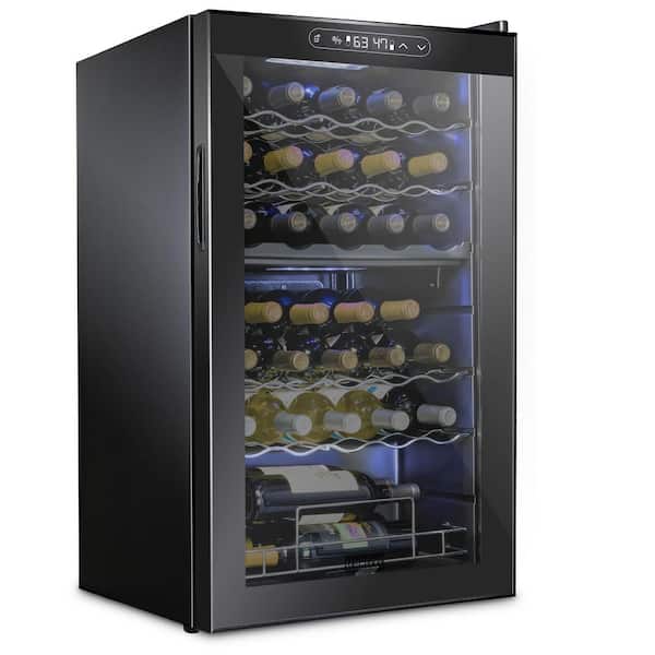 Schmecke Wine Fridge, Dual Freestanding Wine Refrigerator, 33 Bottle Wine Cooler