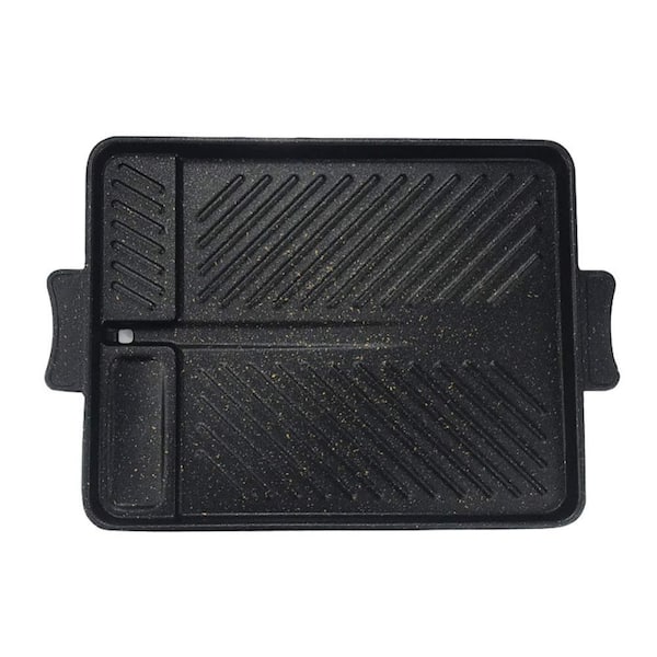 Korean Style BBQ Grill Pan, with Nonstick Surface and Rectangular Shape, 12.7 X 12.8 X 10.3 in. Product Size