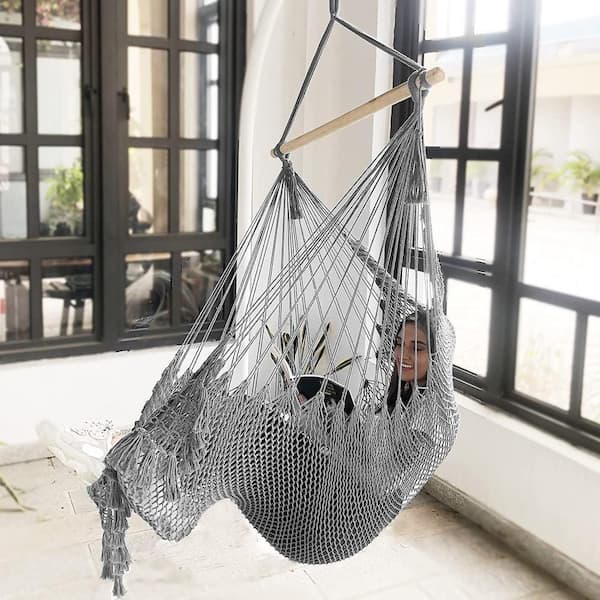 Hammock Chair Super Large Hanging Chair Soft-Spun Cotton Rope