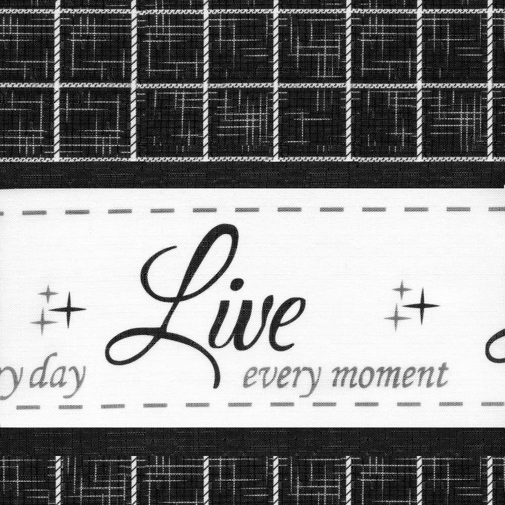 Charcoal and White Polyester Rod Pocket Valance with Inspirational Words