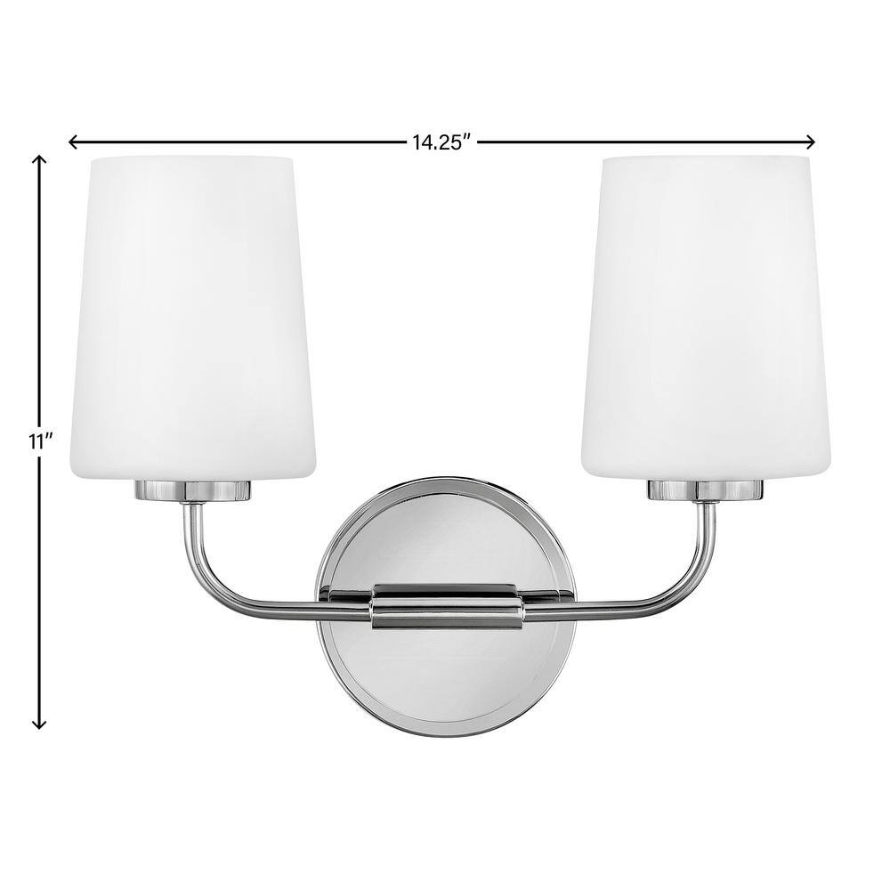Chrome 2-Light Vanity with Etched Opal Glass Shades