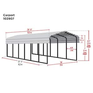 10 ft. W x 29 ft. D x 7 ft. H Eggshell Galvanized Steel Carport, Car Canopy and Shelter