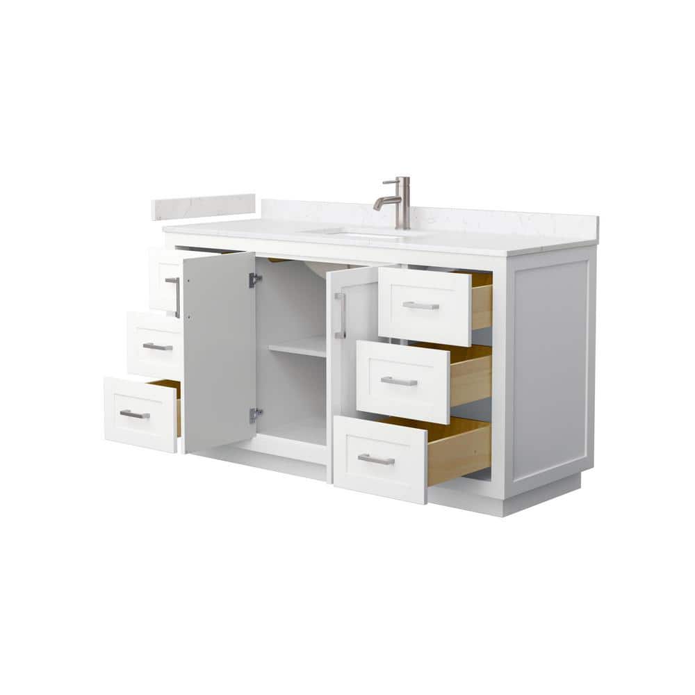 Miranda 60" White Freestanding Single Bathroom Vanity with Cultured Marble Top