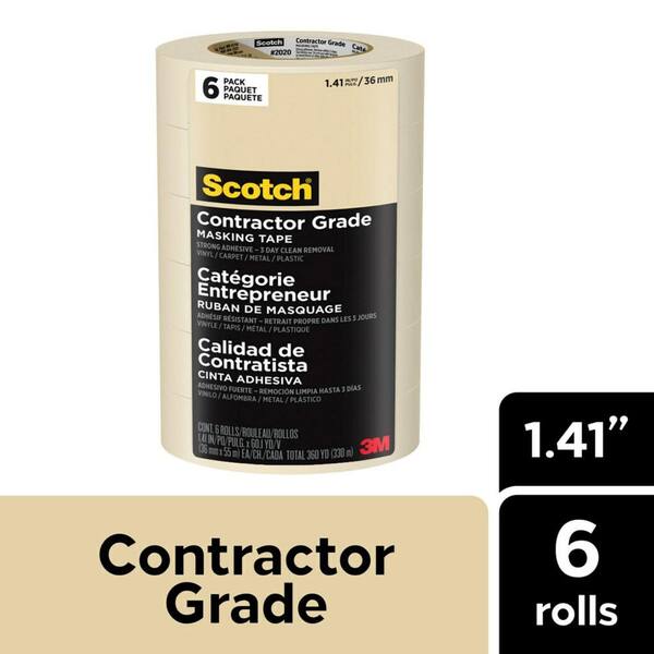 Scotch 1.41 in. x 60.1 yds. Contractor Grade Masking Tape (6-Pack)