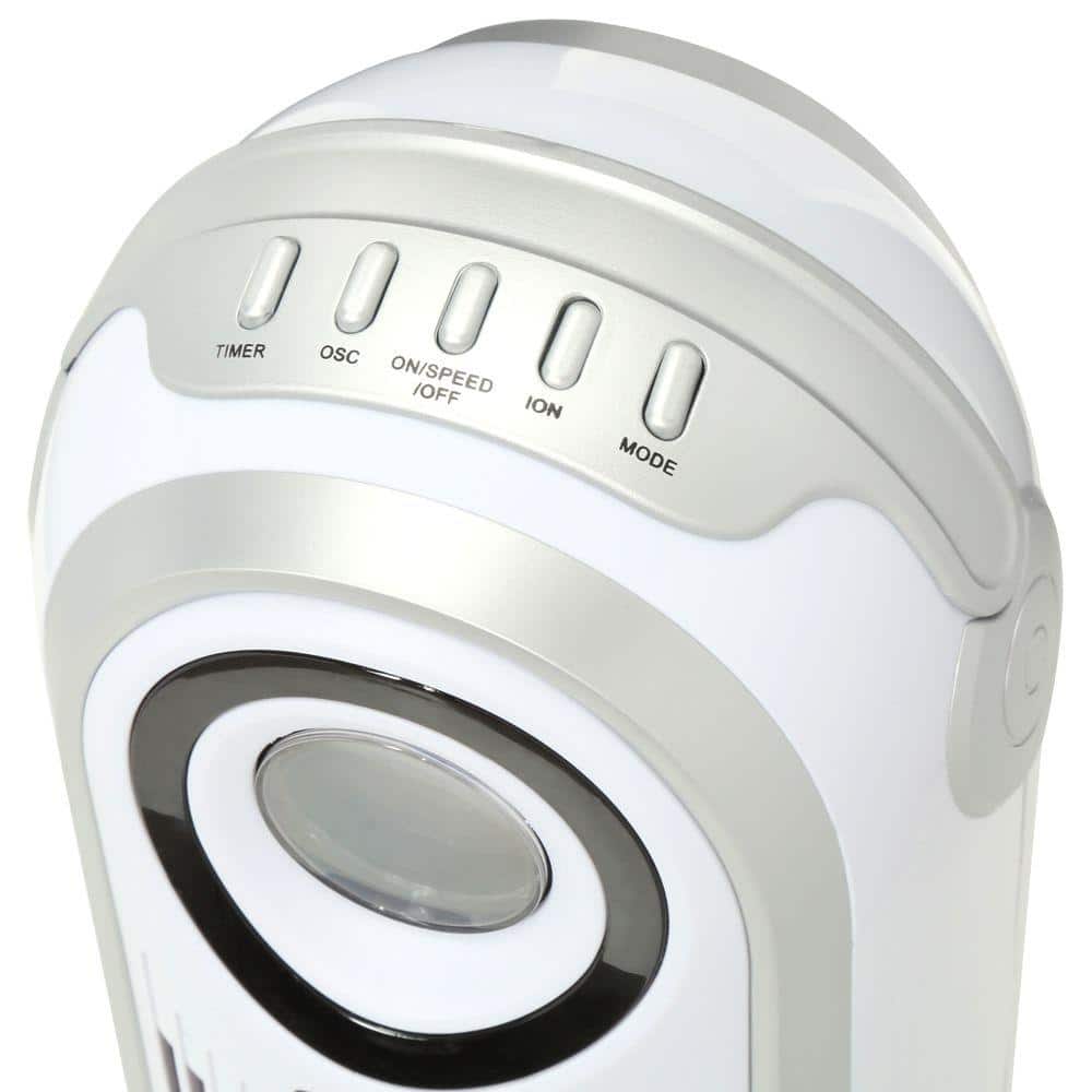 White and Silver Remote Controlled Oscillating Tower Fan