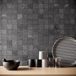 LithoTech Graphite Gray 11.81 in. x 11.81 in. Matte Porcelain Mosaic Floor and Wall Tile (0.96 sq. ft./Each)