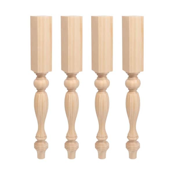 35.25 in. x 3.75 in. Unfinished Solid North American Hard Maple French Kitchen Island Leg (4-Pack)