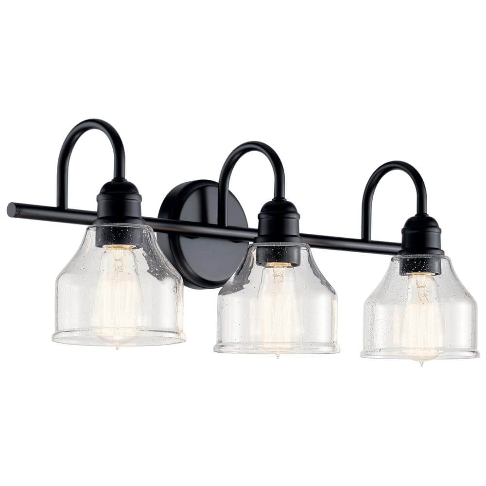 KICHLER Avery 24 in. 3Light Black Industrial Bathroom Vanity Light