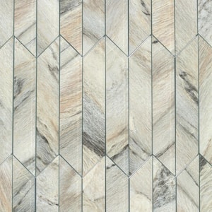 French Country Style Wood Look Chevron 3.75 in. x 11.75 in. Glass Decorative Wall Tile (16.2 sq. ft./Case)