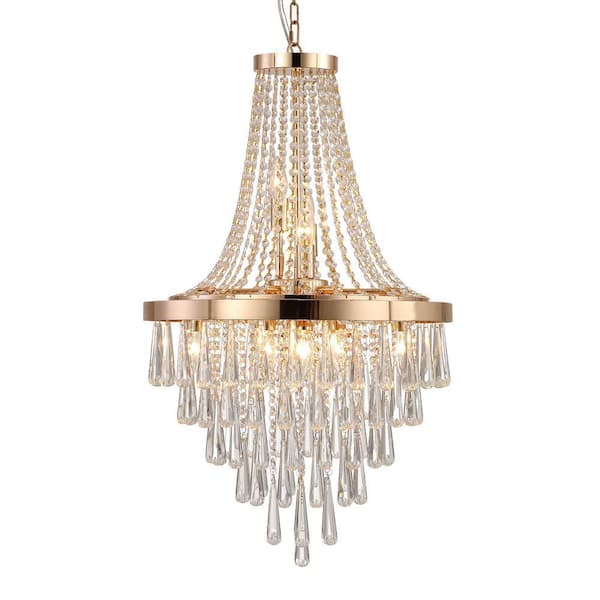 Jushua 10-Light Gold Plus Transparent Crystal Decoration