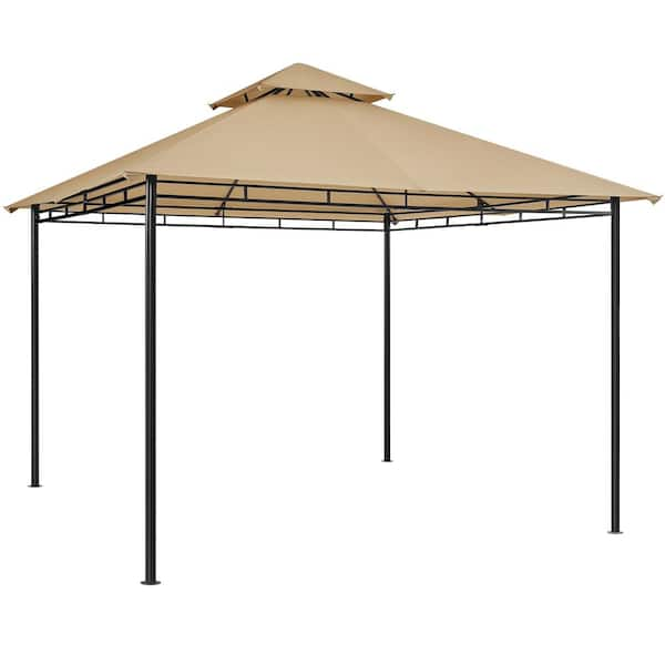 Yaheetech 11 ft. x 11 ft. Garden Gazebo Outdoor Patio Gazebo Khaki ...