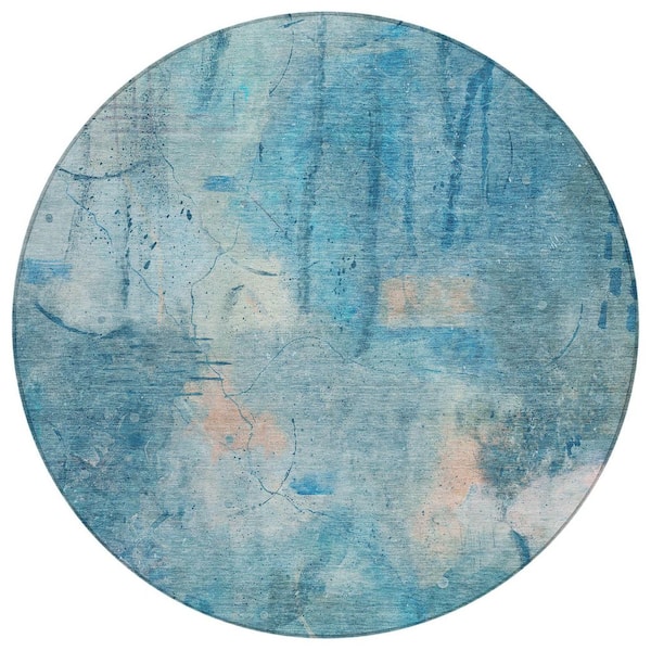 Chantille Machine Washable Indoor/Outdoor Abstract ACN2032 Blue 8 ft. x 8 ft. Area Rug