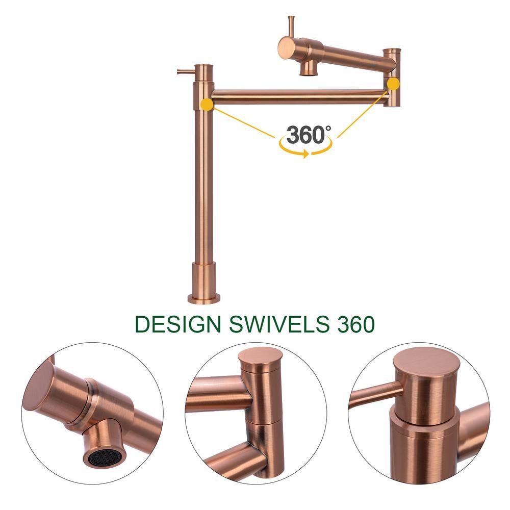 Brushed Copper Double Handle Pot Filler Faucet