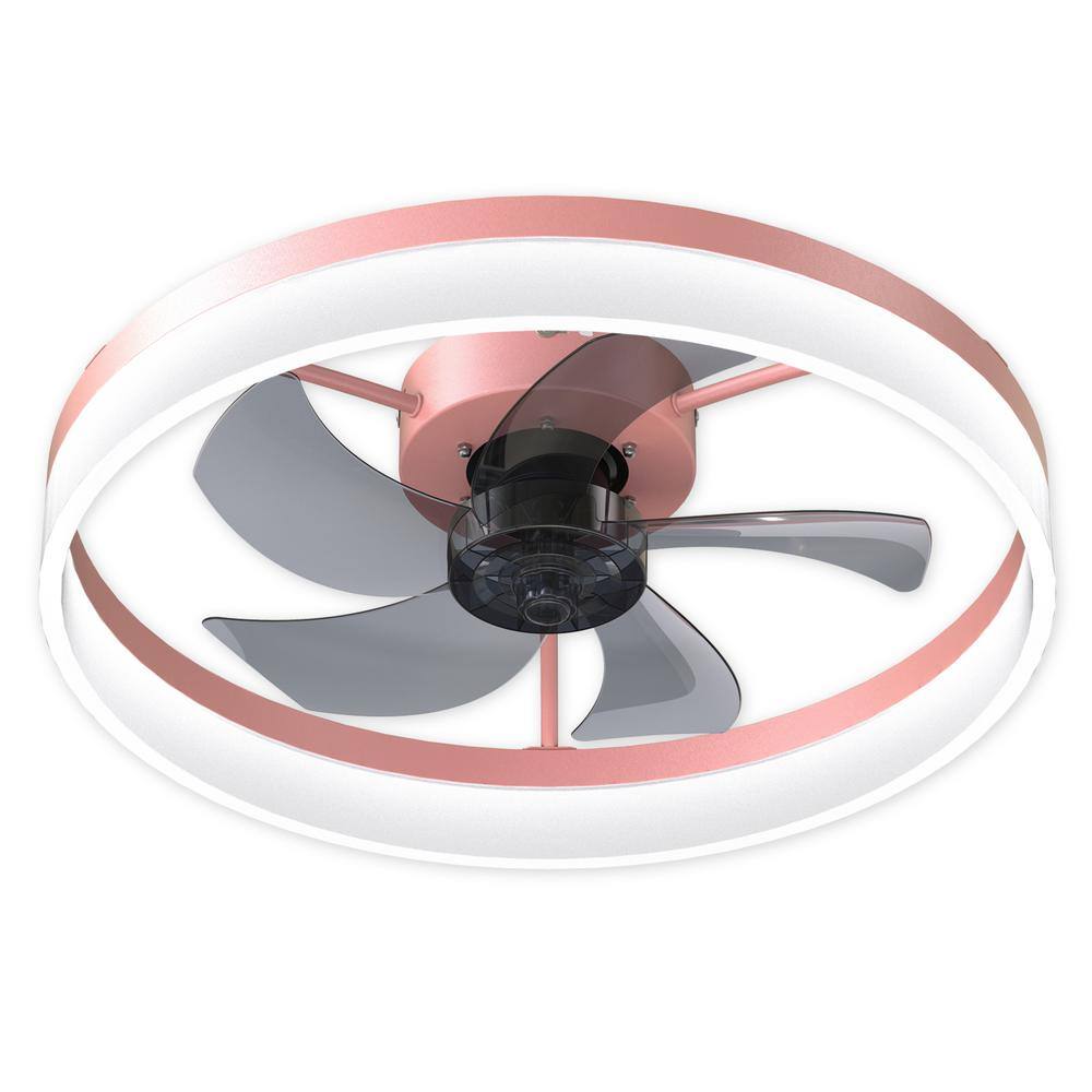19.7 in. Integrated LED Indoor Pink Ceiling Fan with Remote Control, Adjust