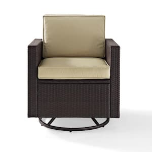 Palm Harbor Swivel Wicker Outdoor Lounge Chair With Sand Cushions