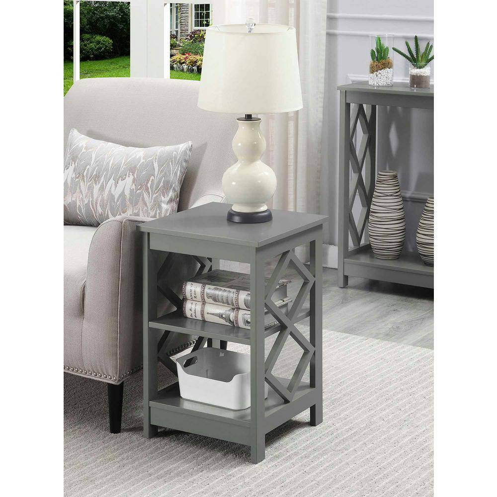 Contemporary Gray Diamond-Cut Metal and Wood End Table