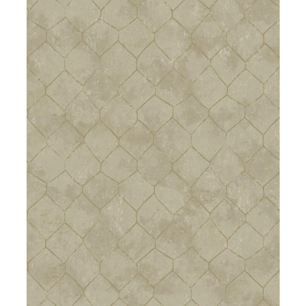 A-Street Prints Rauta Gold Hexagon Tile Wallpaper Sample