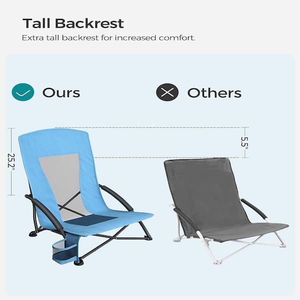 ITOPFOX Portable Light Blue Metal Folding Beach Chair