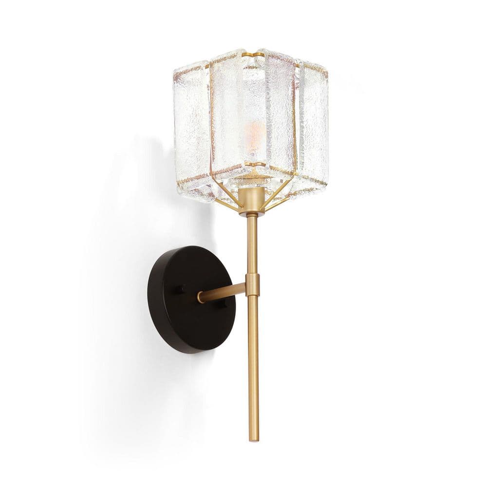 5.53 in. 1-Light Black and Gold Vanity Light with Textured Glass Shade, Bulb Not Included price history on PriceWatchPro