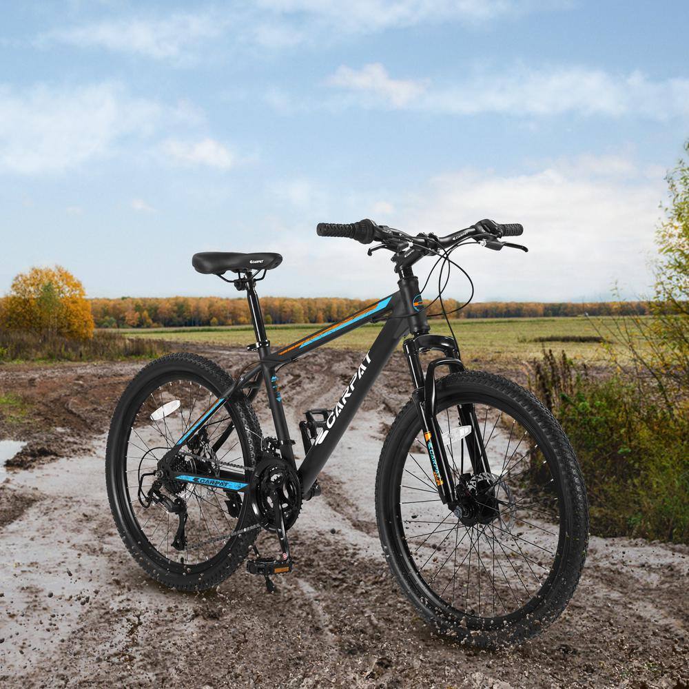 26 in. Blue Aluminium Outdoor 21 Speeds Mountain Bike with Mechanical Disc 