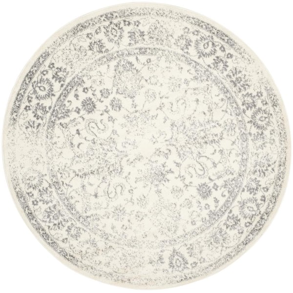 SAFAVIEH Adirondack Ivory/Silver 4 ft. x 4 ft. Round Distressed Border Area Rug