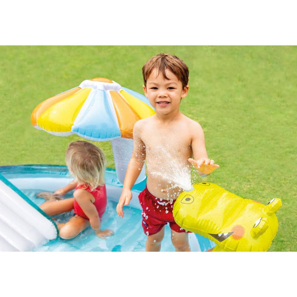 Intex Gator Inflatable Kiddie Pool with Slide and Sprinkler