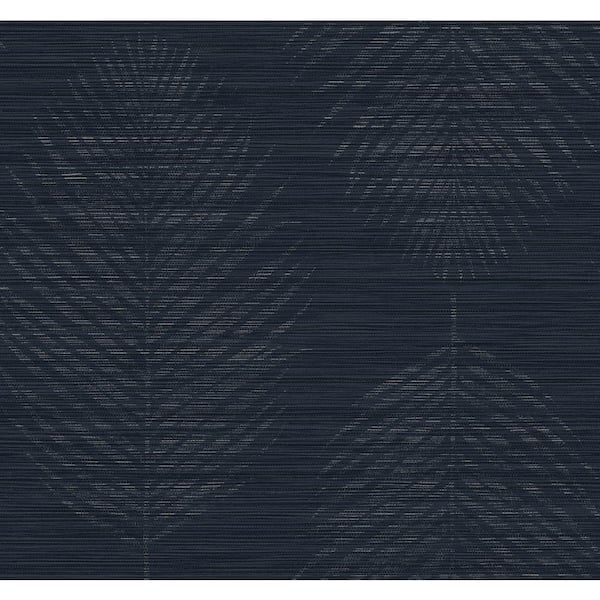 Seabrook Designs 60.75 sq. ft. Midnight Blue and Metallic Silver Kotka Embossed Vinyl Unpasted Wallpaper Roll