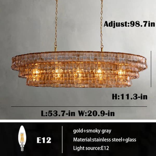 Gleam Flare Modern Chandelier 54 in. 5-Lights Gold Crystal Linear