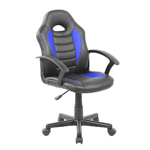 Black and Blue PU Leather Adjustable Seat Height Swivel Kid's and Student Racing Gaming Office Chair with Arms