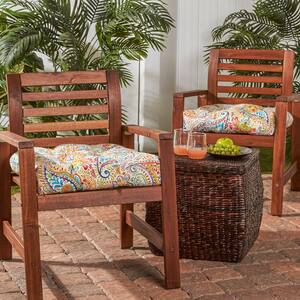 Painted Paisley Jamboree Square Tufted Outdoor Seat Cushion (2-Pack)