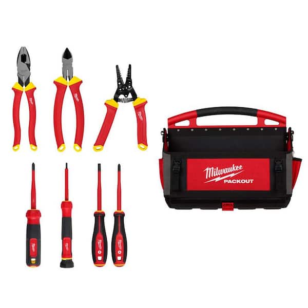 Electricians Screwdriver Set with 20 in. packout Tote Bag (7-Piece)