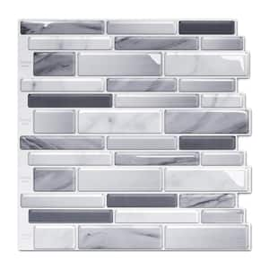 12 in. x 12 in. Gray Vinyl Peel and Stick Backsplash Tiles for Kitchen ( 10-Pack/10 sq. ft. )