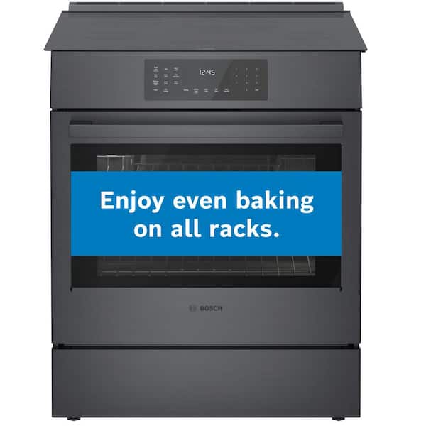 Bosch 800 Series 30 in. 4.6 cu. ft. Slide-In Induction Range with Self-Cleaning Convection Oven in Black Stainless Steel