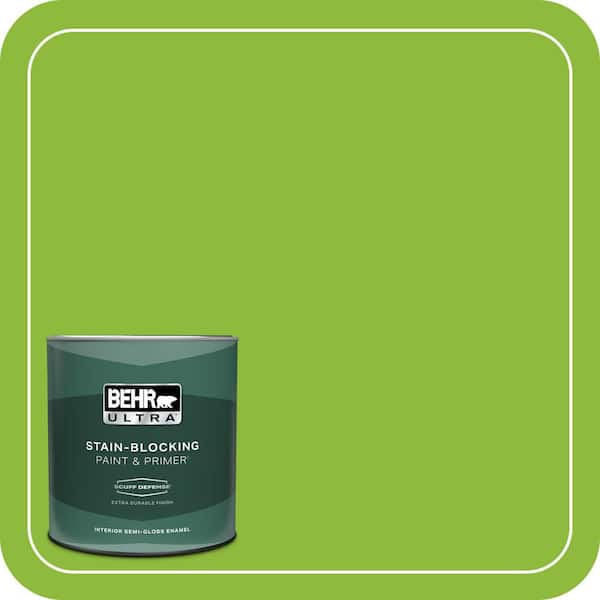 BEHR ULTRA 1 qt. #S-G-420 Limeade Extra Durable Semi-Gloss Enamel Interior Paint & Primer