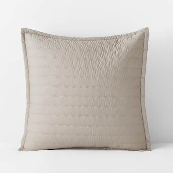 The Company Store Legends Hotel Wrinkle-Free Cotton Quilted Light Birch Sateen Euro Sham