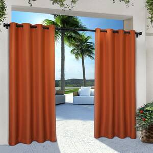 Cabana Mecca Orange Solid Light Filtering Grommet Top Indoor/Outdoor Curtain, 54 in. W x 96 in. L (Set of 2)