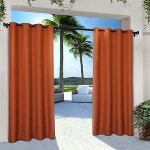 Cabana Mecca Orange Solid Light Filtering Grommet Top Indoor/Outdoor Curtain, 54 in. W x 84 in. L (Set of 2)